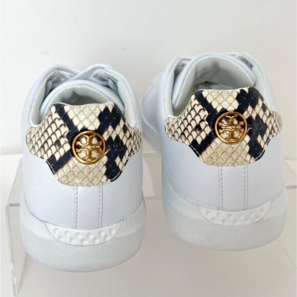 Tory Burch Howell Court White Sneakers Women Snake Printed Tennis Shoes Size 10 - Picture 4 of 9